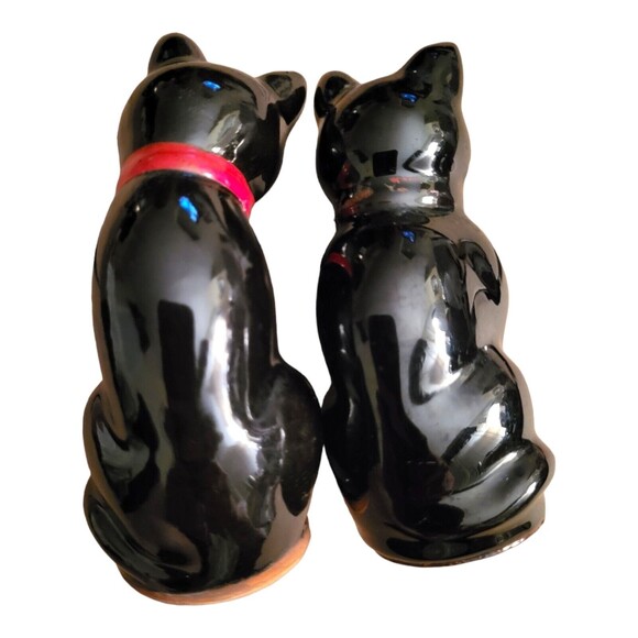 Vintage 1950s Shafford Black Cat Redware Salt & Pepper Shakers *READ* - Picture 4 of 11